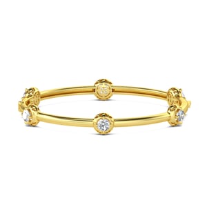 Jeulia Sparkling Yellow Gold Tone Sterling Silver Station Bangle