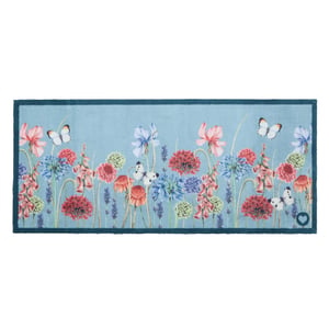 Butterfly Garden Blue Washable Runner - 65x150cm