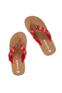 Weird Fish Arundel Cork Flip Flops Tango Red Size 8