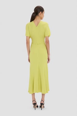 Victoria Beckham Bela Midi Dress In Yellow - 16 - Womens