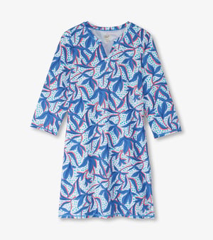 Women's Leafy Floral Notch Neck Dress
