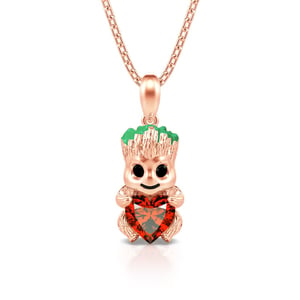 Jeulia Hug Me "Tree Baby" Heart Cut Sterling Silver Necklace