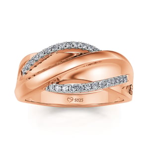 Jeulia Twist Round Cut Sterling Silver Women's Band