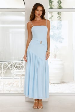 Candlelight Kisses Mesh Maxi Dress Blue