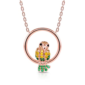 Jeulia "Gaudy Bird" Parrot Sterling Silver Necklace