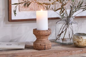 nkuku Thoko Reclaimed Candlestick | Candles Holders & Lanterns | Round | Dark Stain
