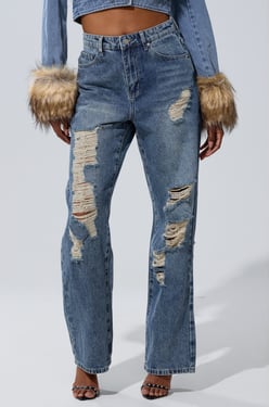 AKIRA Easily Distressed Denim | Light Blue | Size Small
