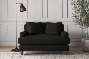 nkuku Deni Love Seat | Make To Order | Brera Linen Charcoal | No Colour