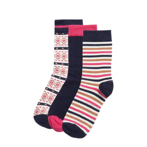 Barbour Claudia Fairisle Sock Gift Set Navy / Pink Mix