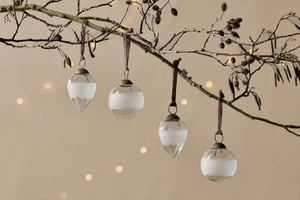 nkuku Anara Etched Bauble Set Of 4 | Christmas Decorations | Clear