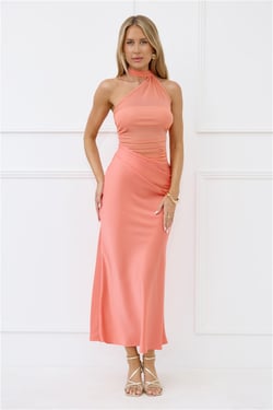 Promise Power Halter Mesh Maxi Dress Pink