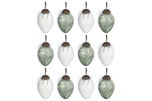 nkuku Enia Mini Hanging Egg Decoration Set Of 12 | Decorative Accessories | Antique Teal/Clear