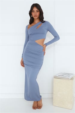 Experience Me Long Sleeve Maxi Dress Blue