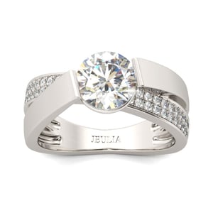 Jeulia Tension Set Round Cut Sterling Silver Ring