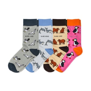 Animal Antics 4 Pack Bamboo Sock Set | UK Adult 7-11