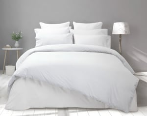 QE Home Cotton Blend Percale Duvet Cover in White, King
