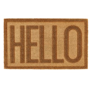 Embossed Coir Hello Doormat - 45x75cm