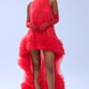 AKIRA Ari Tulle Ruffle High Low Mini Dress | Red | Size Medium