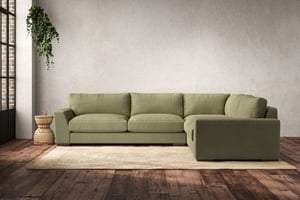nkuku Guddu Large Right Hand Corner Sofa | Make To Order | Brera Linen Sage | No Colour