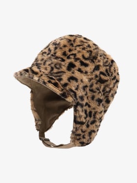 Retro Leopard Plush Earmuff Winter Hat - Khaki / ONE SIZE