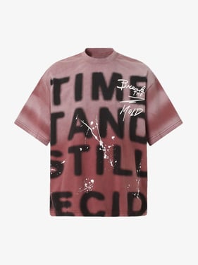 Ink Splash Letter Print T-shirt - 2414 - Red / XL