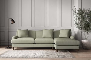 nkuku Deni Large Right Hand Chaise Sofa | Make To Order | Recycled Cotton Seaspray | No Colour