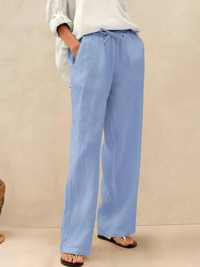 100% Linen Classic Pants LYON - Cerulean / XXL