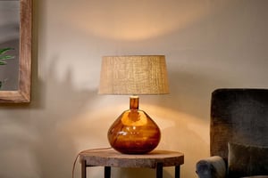 nkuku Baba Recycled Glass Lamp | Lamps | Large Wide | Burnt Amber