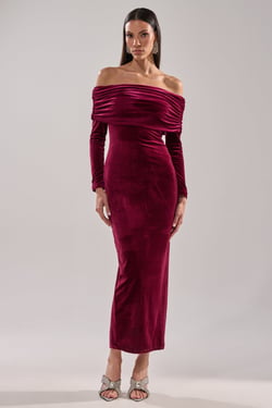 AKIRA In The Air Velvet Maxi Dress | Size Large