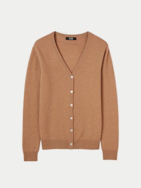 Essential Cashmere V-Neck Cardigan - L / sheepskin / WK03-1375