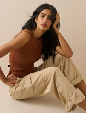 Sand Straight Leg Cargo Trousers