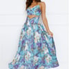 Unique Flare Maxi Skirt Blue