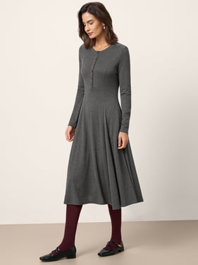 Cashmere Buttoned Panel Maxi Dress BREE - Charcoal Grey / XXL