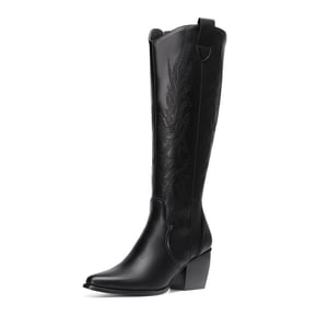DREAM PAIRS Dallas Embroidered Western Cowboy Knee High Boots