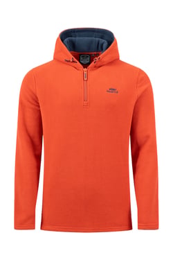 Weird Fish Gervase 1/4 Zip Microfleece Hoodie Rust Leaves Size XL