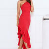Glow Flicker One Shoulder Maxi Dress Red