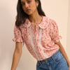 Pink Floral Broderie Anglaise Peter Pan Collar Blouse