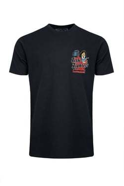 Weird Fish Fish Fighters Back Print Artist T-Shirt Navy Size 2XL