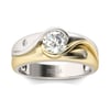 Jeulia Two Tone Scrollwork Round Cut Sterling Silver Ring