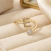 18ct Gold Plated Adjustable Personalised Initial Ring - T