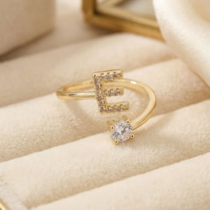 18ct Gold Plated Adjustable Personalised Initial Ring - Z