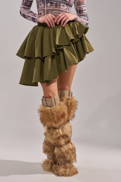 AKIRA Olivia Olive Mini Pleated Skirt | Size 1X