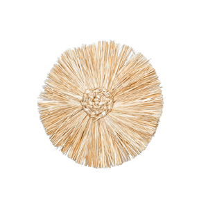 Pom Pom Handwoven Iraca Napkin Ring - Natural Palm with Color Accents / Dark Green