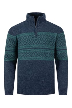 Weird Fish Kilnworth 1/4 Zip Fair Isle Jumper Navy Size M