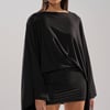 AKIRA Diana Draped Mini Dress | Black | Size Large