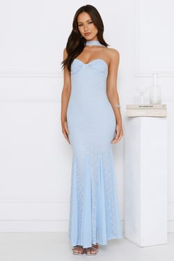 Daring Delight Lace Maxi Dress Blue