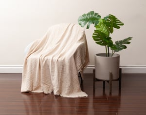 QE Home Muslin Gauze Throw in Natural, Beige