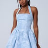 AKIRA Brina Brocade Mini Dress In Blue | Size Small