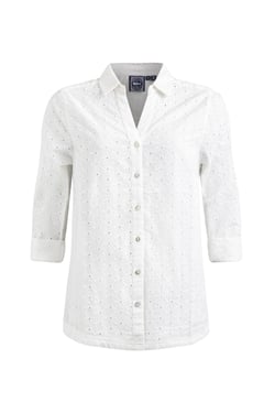 Weird Fish Camille Organic Cotton Broidery Shirt White Size 16