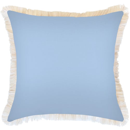 Cushion Cover-Coastal Fringe-Solid Blue White-60cm x 60cm